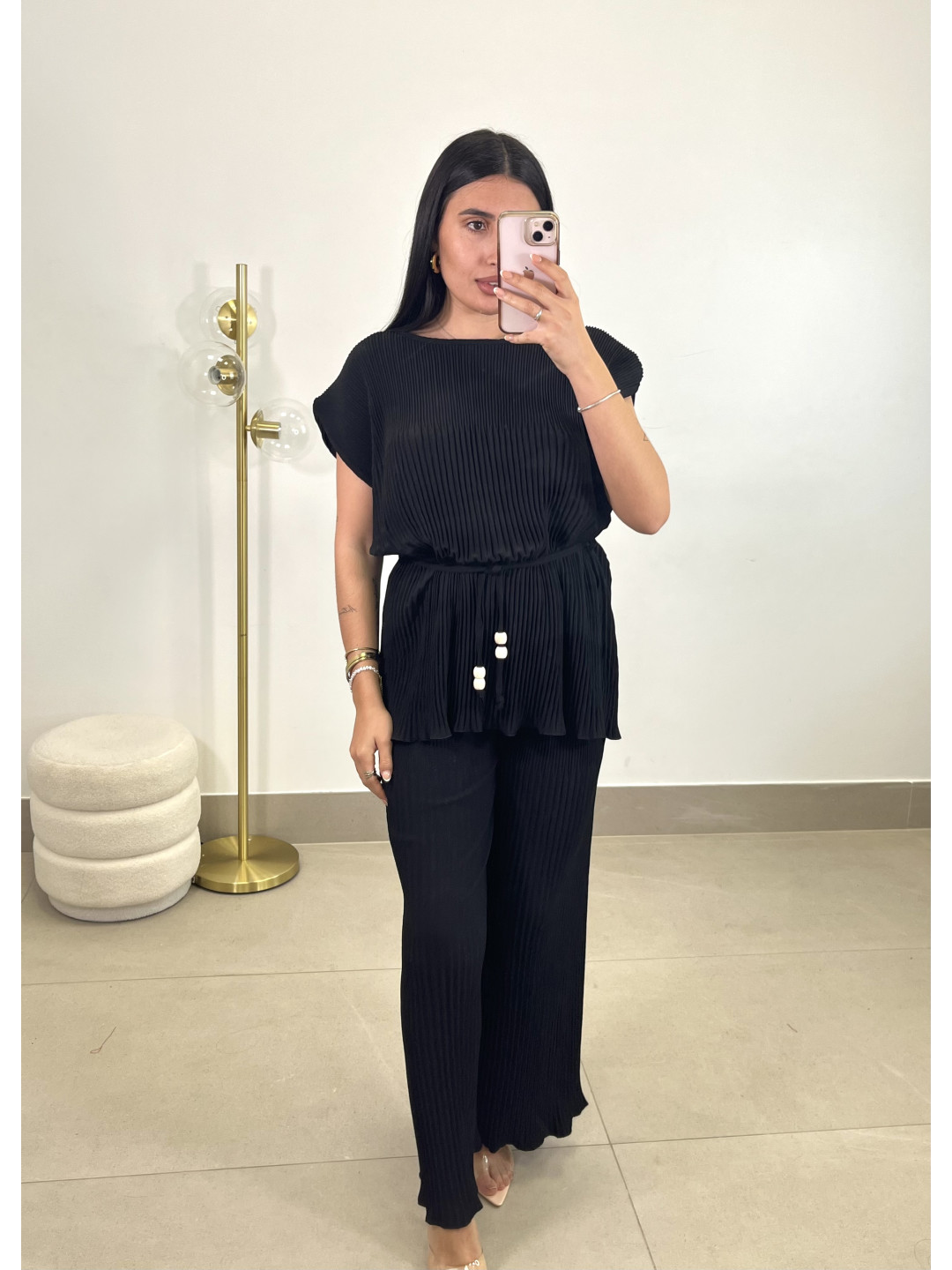 Conjunto plisado negro