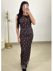 Vestido lunar tul marron