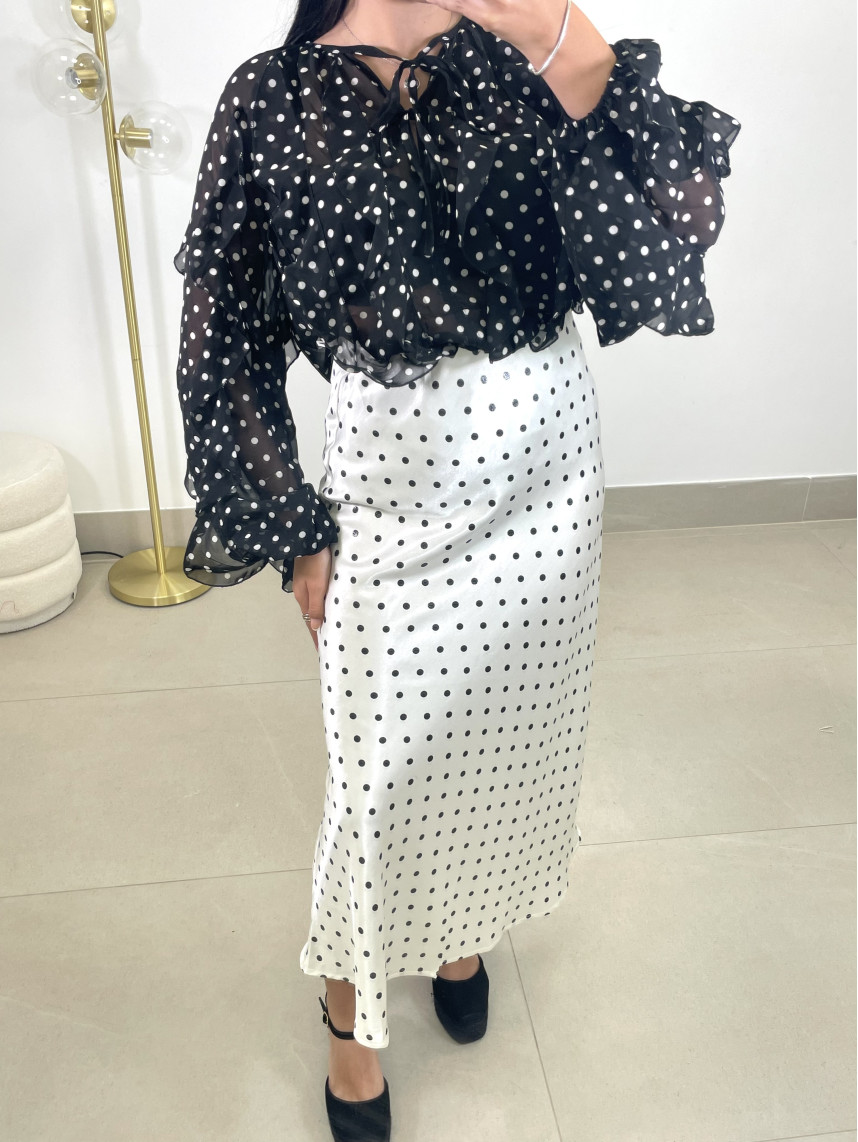 Falda satinada lunar blanca