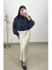 Falda satinada lunar vainilla