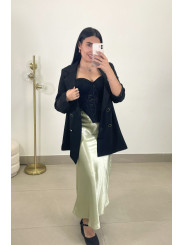 Falda satinada verde agua