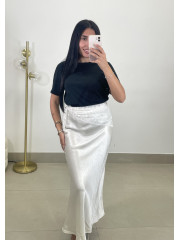 Falda satinada blanca