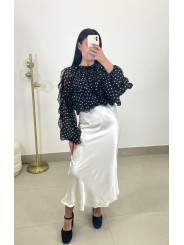 Falda satinada blanca