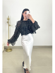 Falda satinada blanca