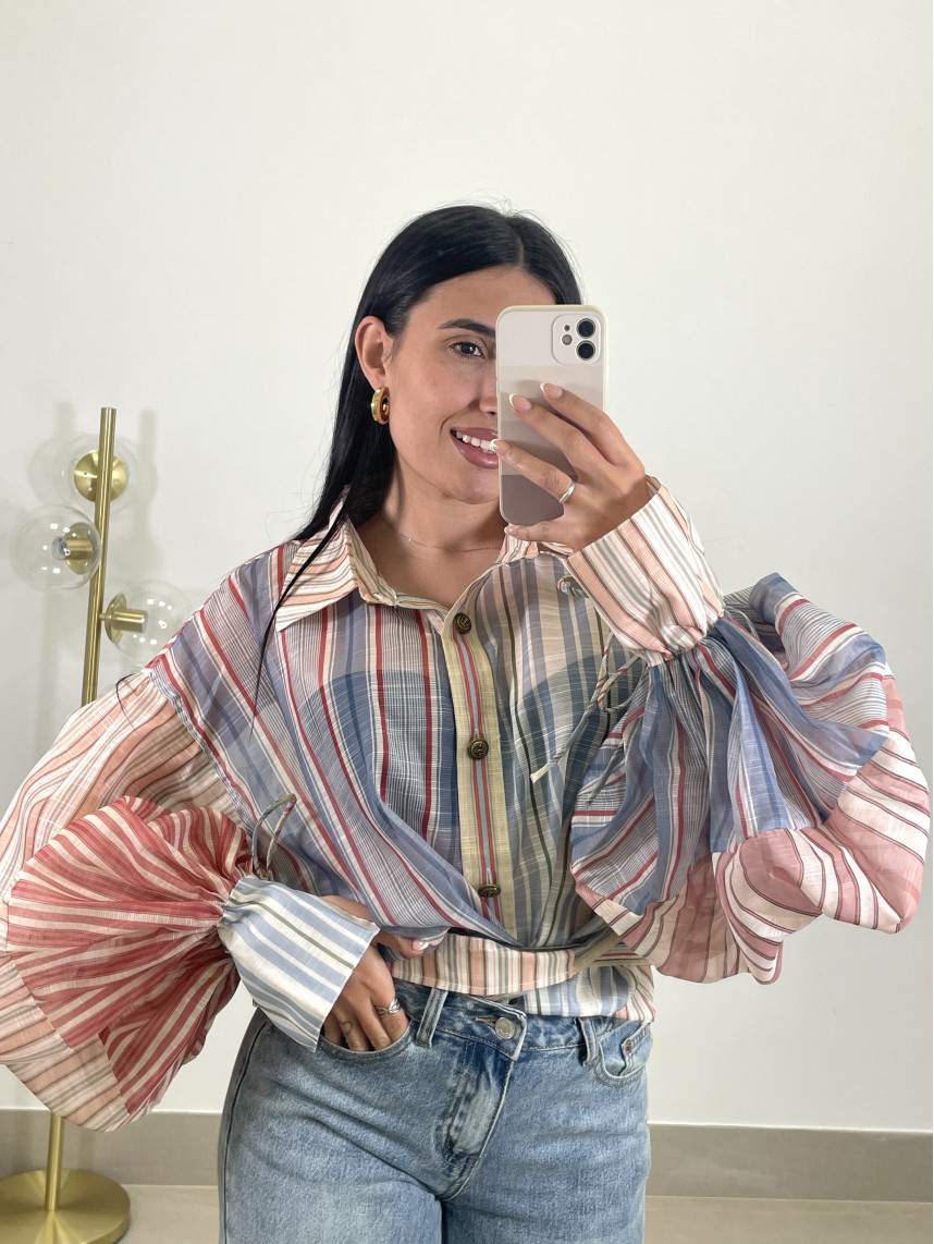 Blusa rayas multicolor detalle lazos