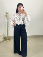 Pantalon pinzas fluido detalle cinturilla cruzada