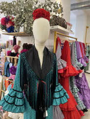 Vestido canastero turquesa lunar negro