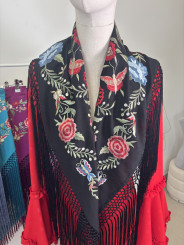 Manton flamenca fleco largo