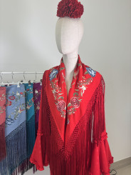 Manton flamenca fleco largo