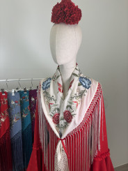 Manton flamenca fleco largo