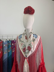 Manton flamenca fleco largo