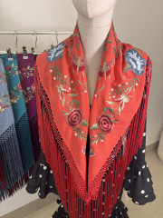 Manton flamenca fleco largo