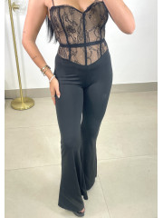 Mono detalle escote encaje beige