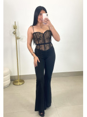 Mono detalle escote encaje beige