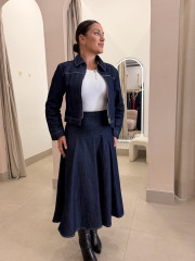 Falda capa denim oscura