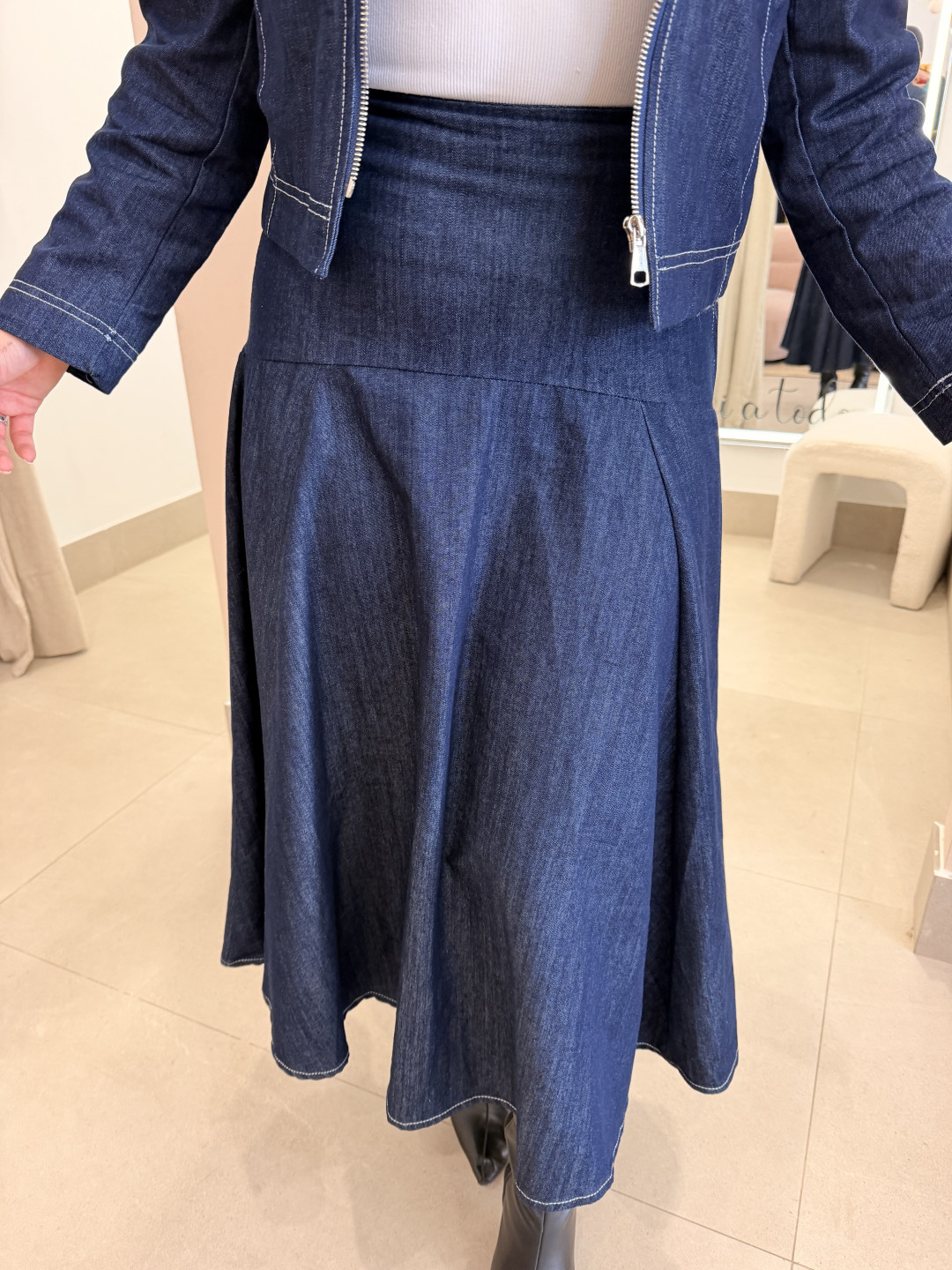 Falda capa denim oscura