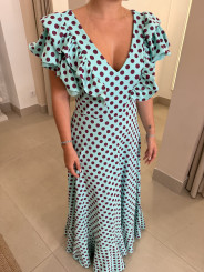 Bata Gines con volantes turquesa con lunar bugambilla