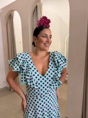 Bata Gines con volantes turquesa con lunar bugambilla