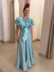 Bata Gines con volantes turquesa con lunar bugambilla