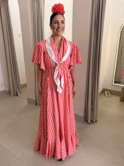 Bata cuadros vichy frambuesa con piquillo