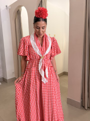 Bata cuadros vichy frambuesa con piquillo