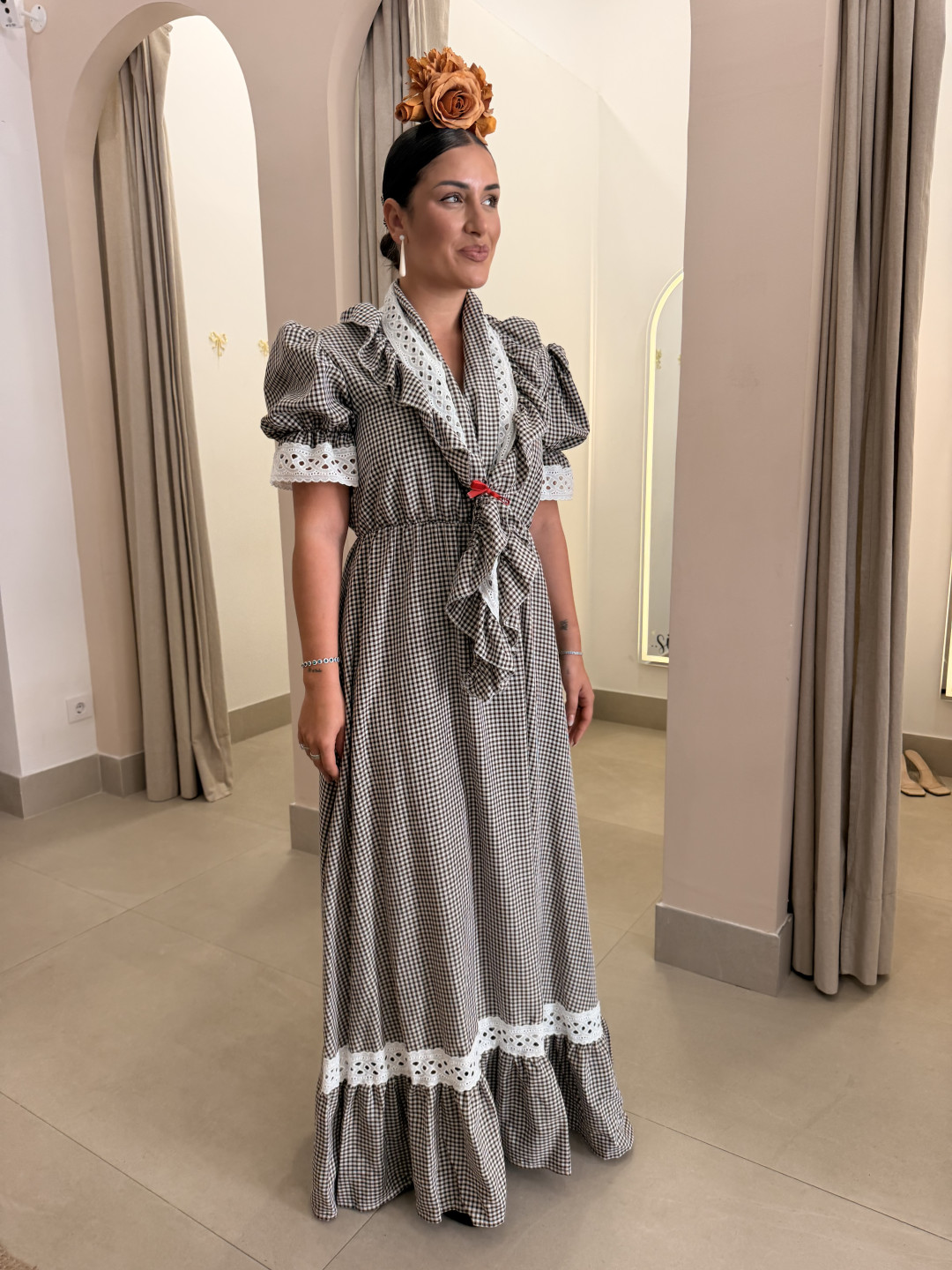 Bata vichy con piquillo marron