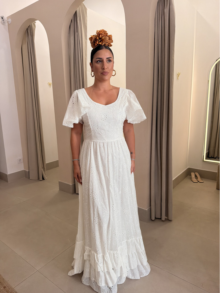 Bata perforada manga capa blanca