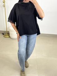 Camiseta encaje detalle espalda negra