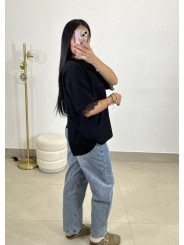 Camiseta encaje detalle espalda negra