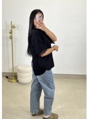 Camiseta encaje detalle espalda negra