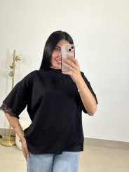 Camiseta encaje detalle espalda negra
