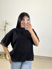 Camiseta encaje detalle espalda negra