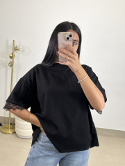 Camiseta encaje detalle espalda negra