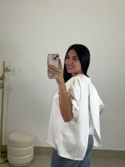 Camiseta encaje detalle espalda blanca