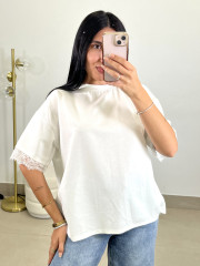 Camiseta encaje detalle espalda blanca