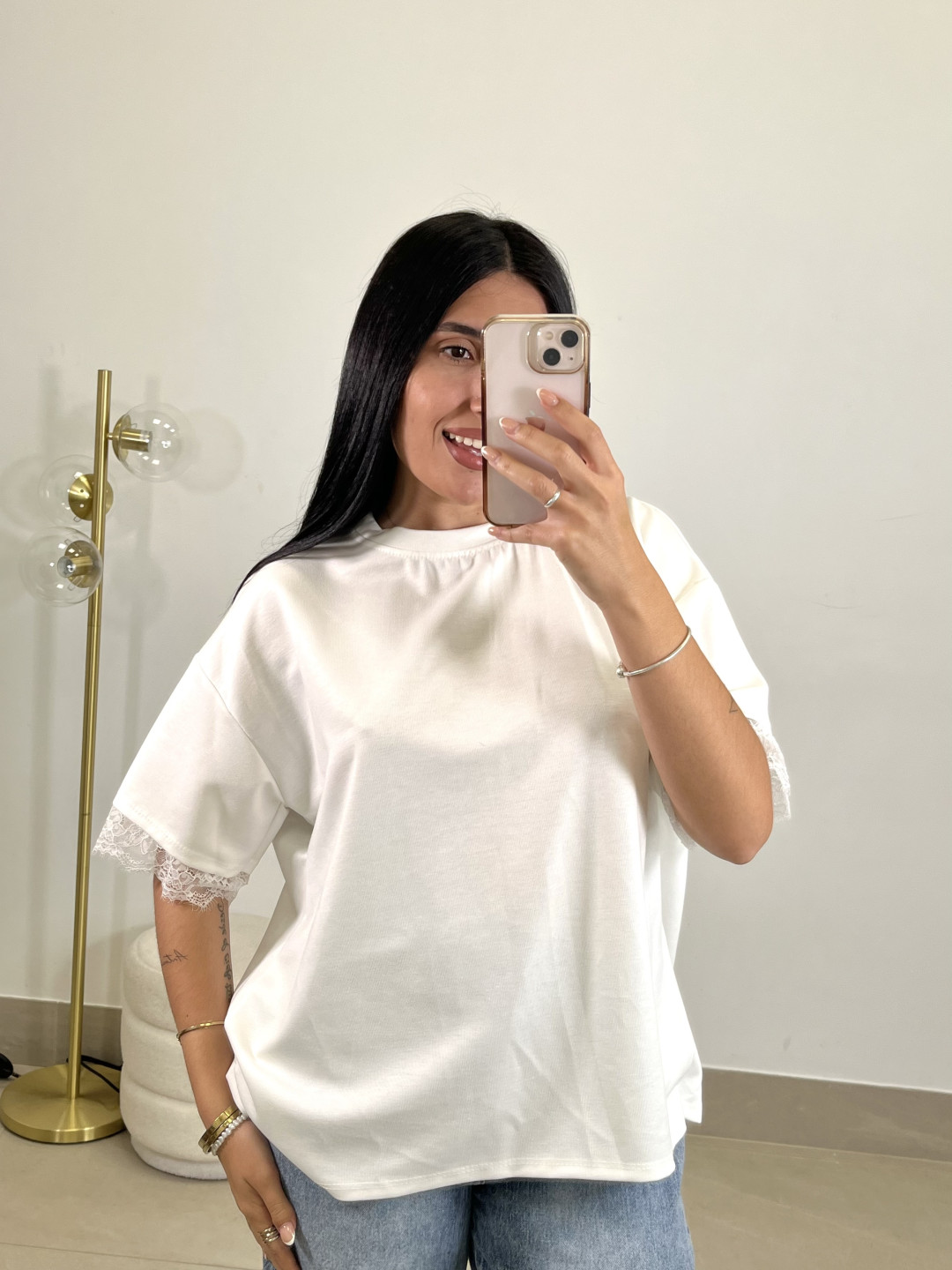 Camiseta encaje detalle espalda blanca
