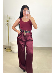 Mono combinado detalle cinturon tinto