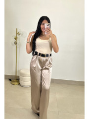 Mono combinado detalle cinturon beige