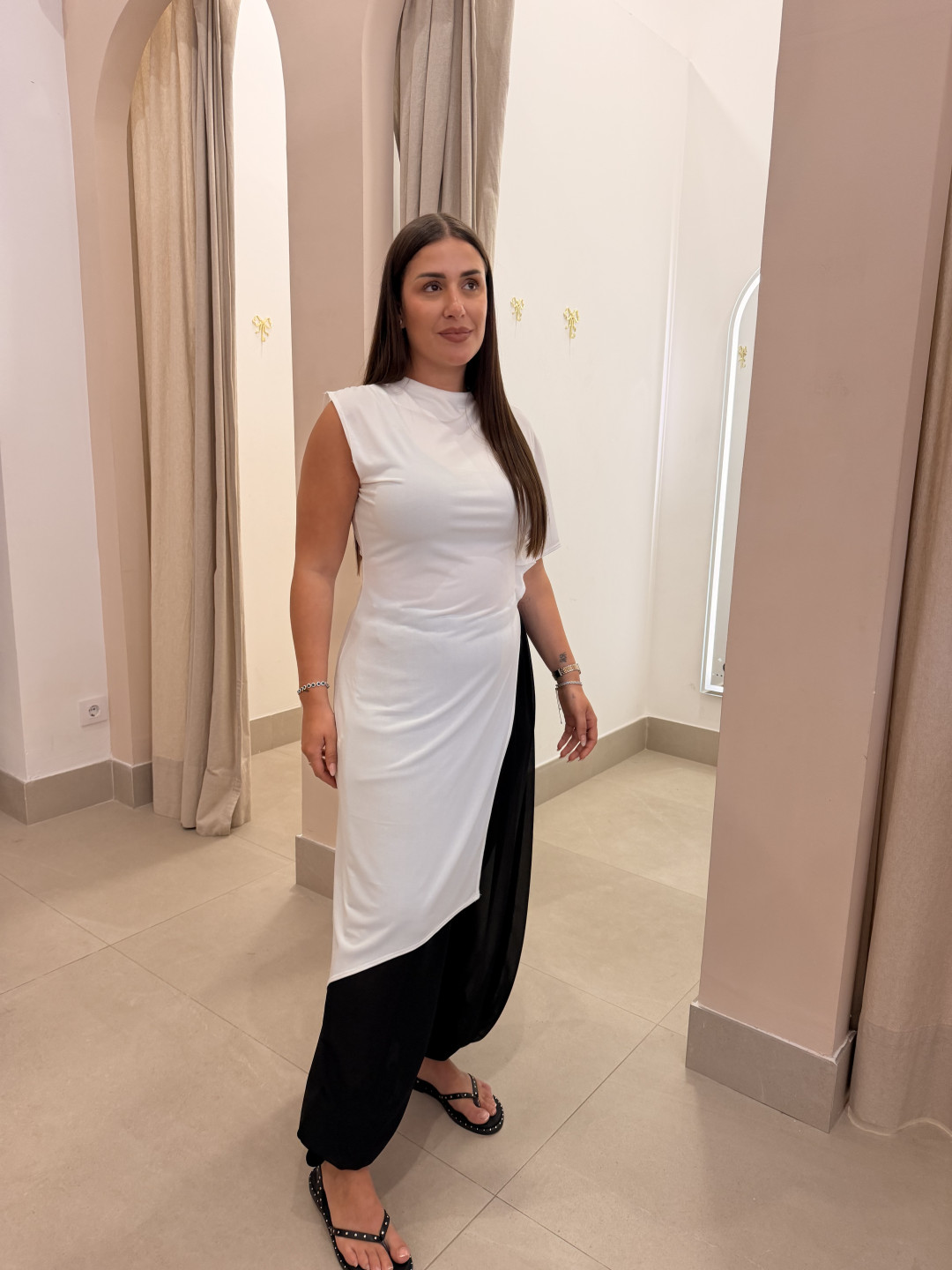 Pantalon globo semitransparente