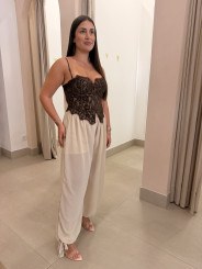 Pantalon globo semitransparente