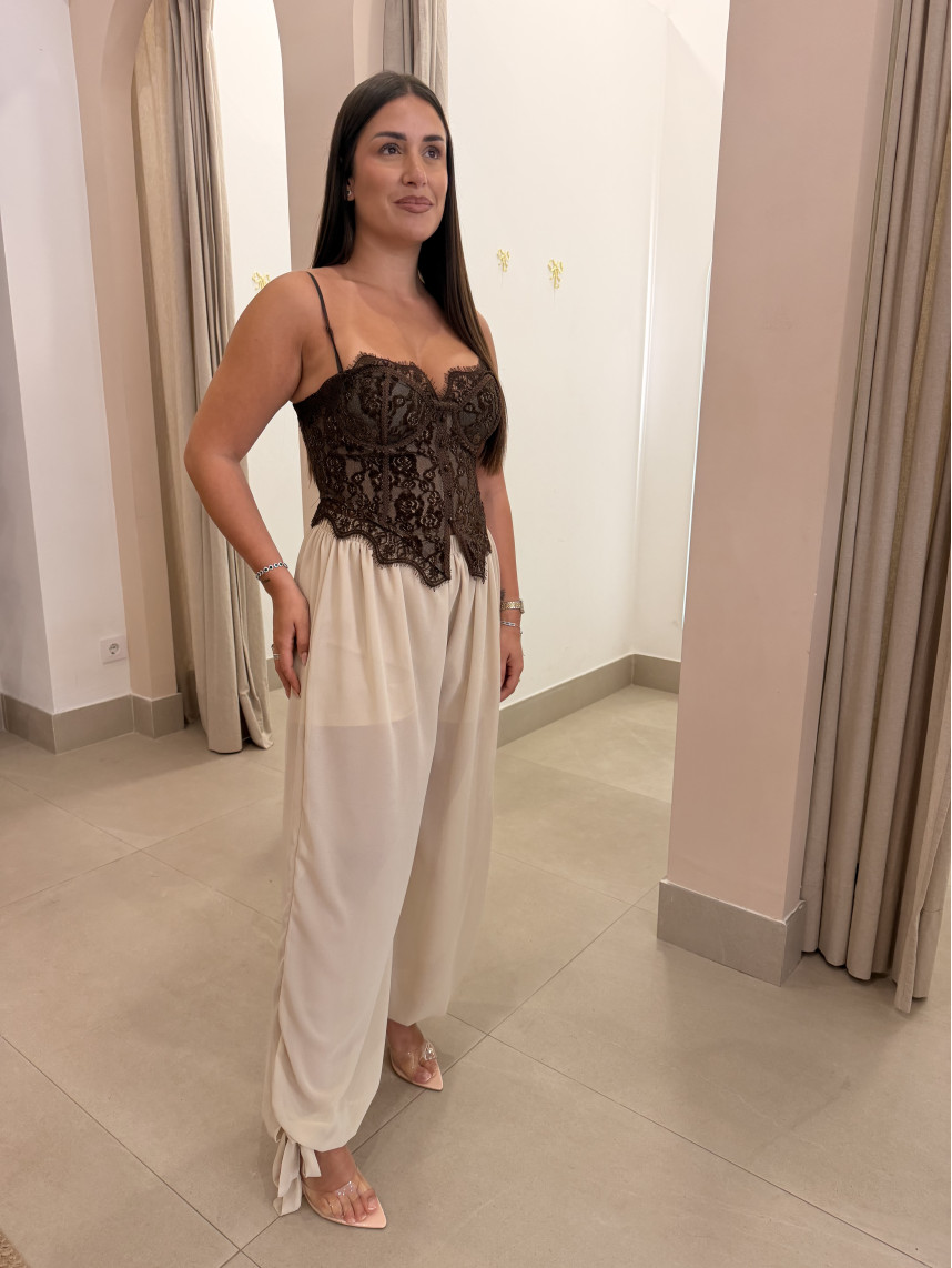 Pantalon globo semitransparente