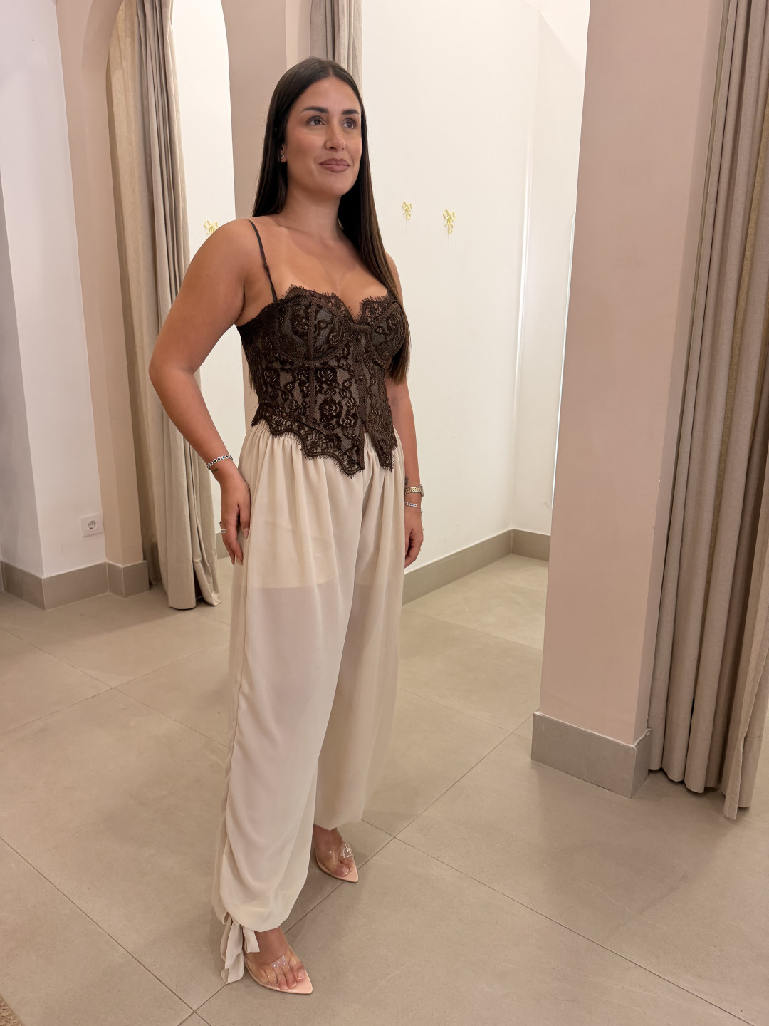 Pantalon globo semitransparente