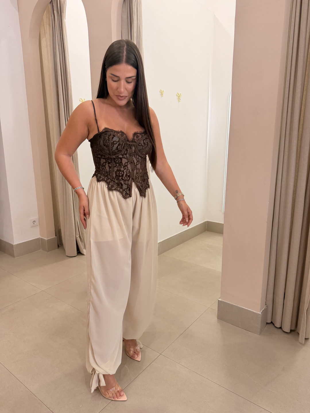 Pantalon globo semitransparente