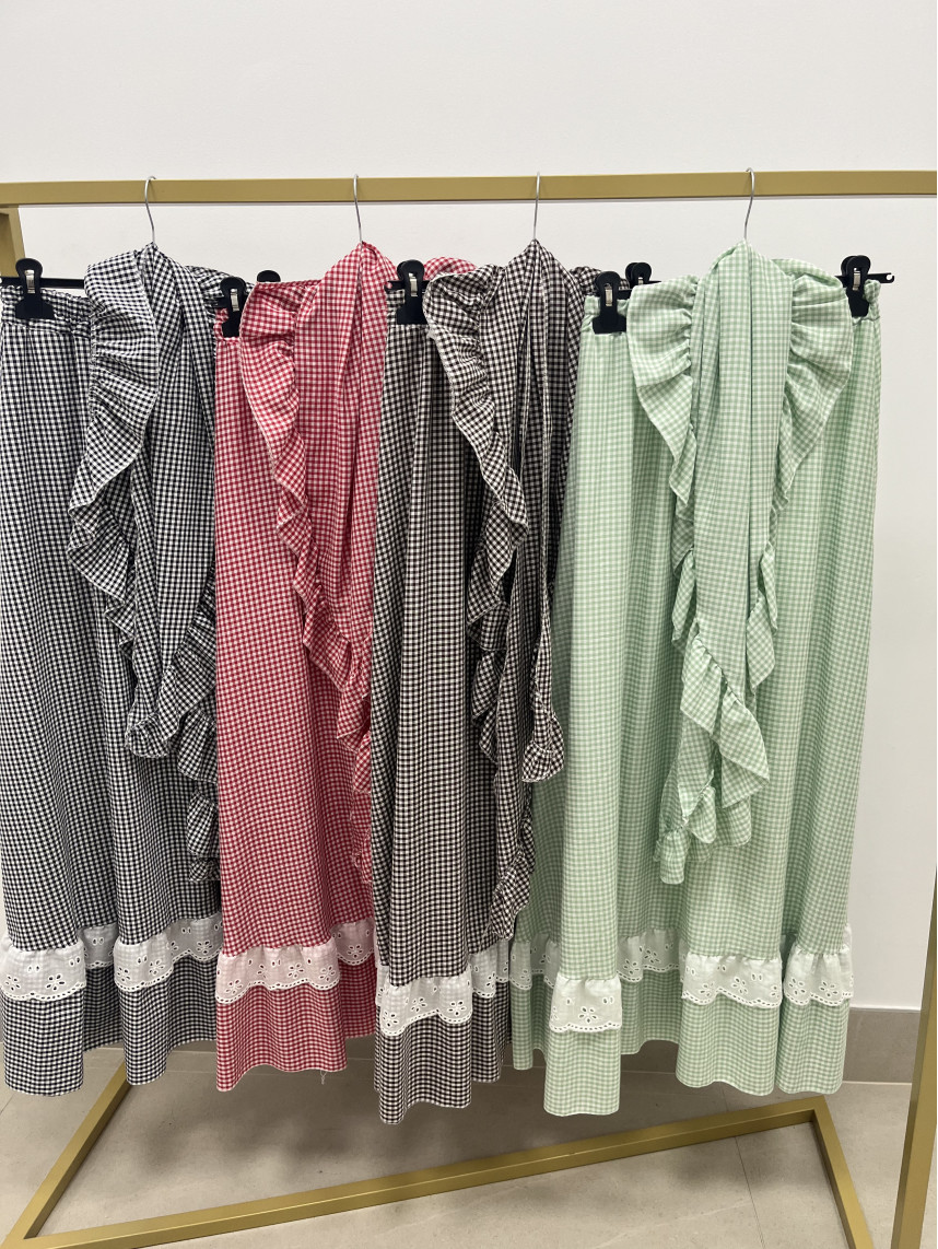 falda cuadros vichy con piquillo incluido