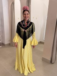 Bata gines amarilla lunar negro pequeño