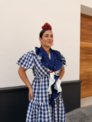 bata cuadros vichy rocio azul