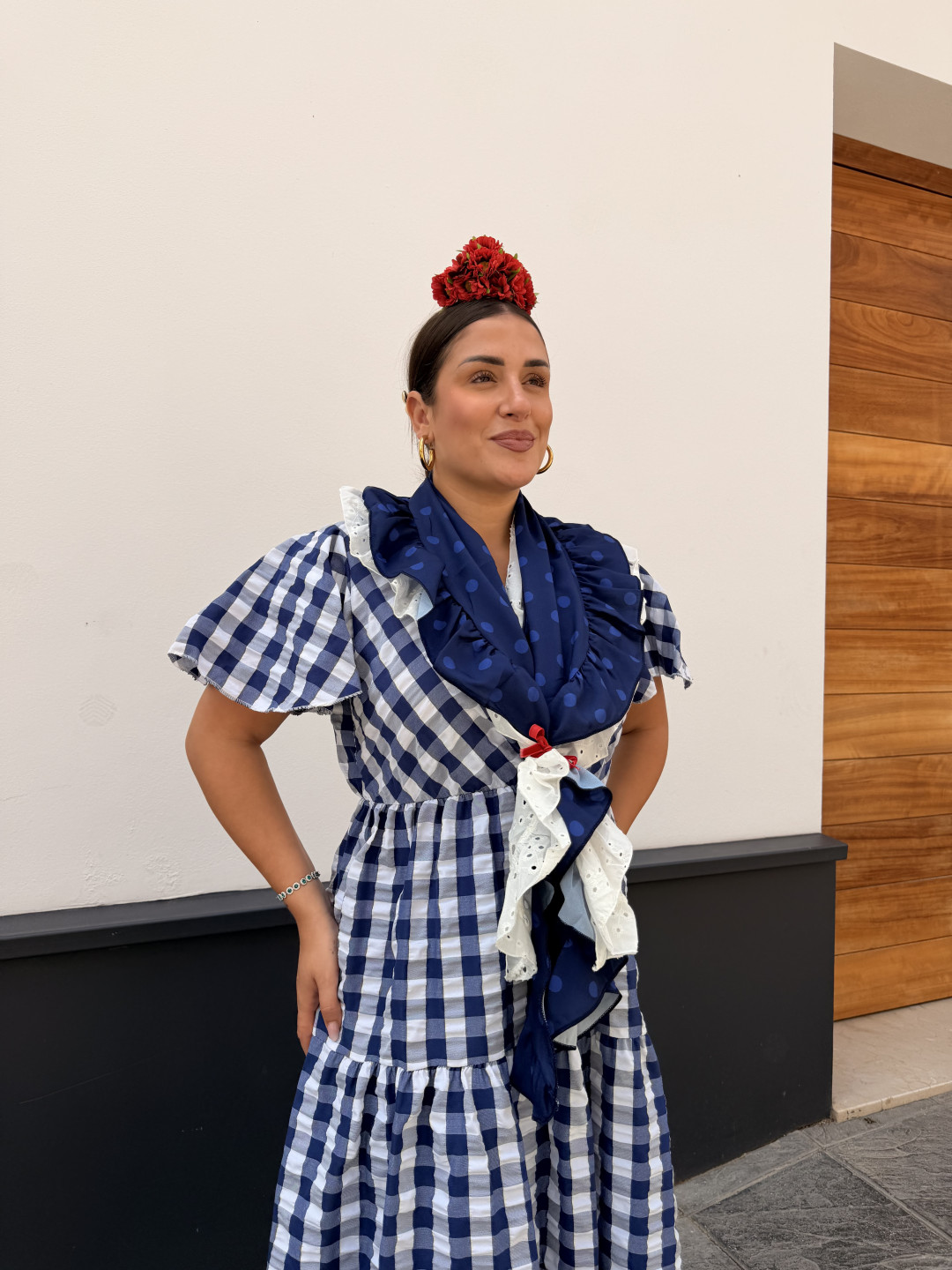 bata cuadros vichy rocio azul