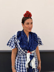 bata cuadros vichy rocio azul