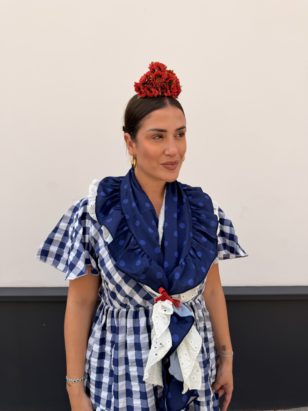 bata cuadros vichy rocio azul