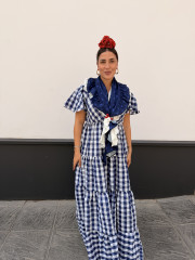 bata cuadros vichy rocio azul